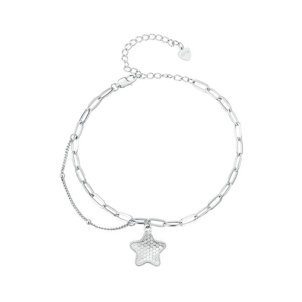 Wee Luxury Silver Bracelets BSB137 Silver Sparkling Star Bracelet Splice Chain Link for Women