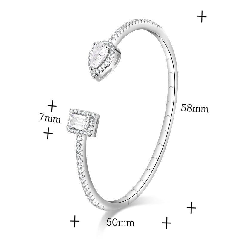 Wee Luxury Silver Bracelets Classic 925 Sterling Silver Open Bracelet Pave Shining Zircon