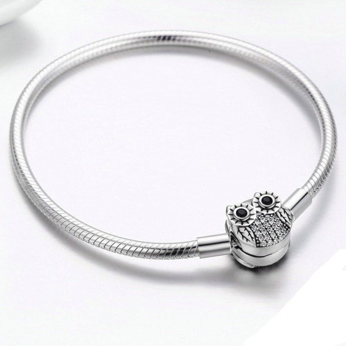 Wee Luxury Silver Bracelets Cute Animal Owl Clasp Women Snake Chain Bracelet