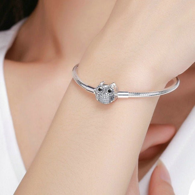 Wee Luxury Silver Bracelets Cute Animal Owl Clasp Women Snake Chain Bracelet