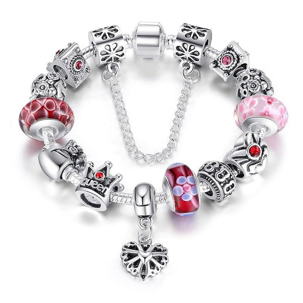 Wee Luxury Silver Bracelets Queen Jewelry Silver Plated Charms Bracelet