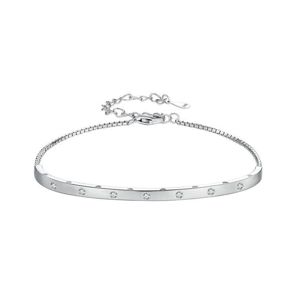 Wee Luxury Silver Bracelets Silver Adjustable Bracelet Pave Setting CZ Bangles