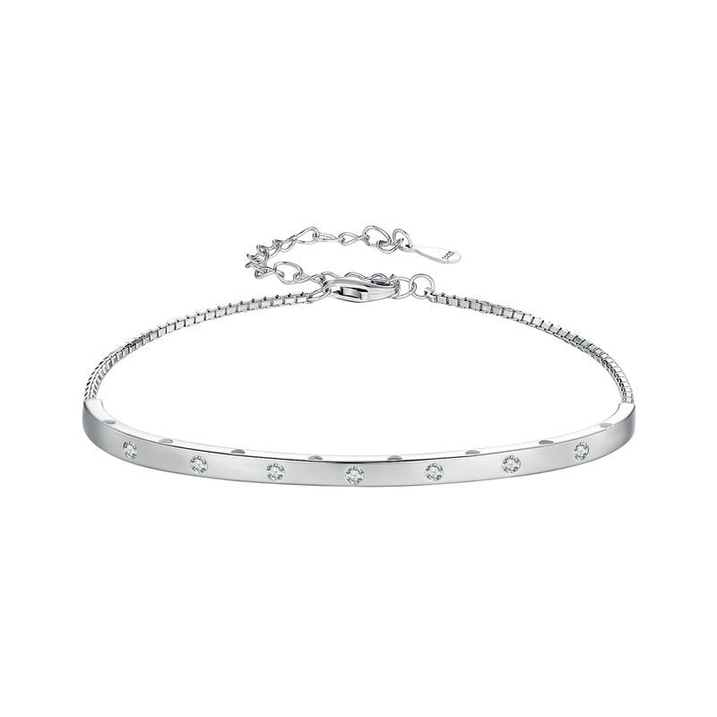 Wee Luxury Silver Bracelets Silver Adjustable Bracelet Pave Setting CZ Bangles