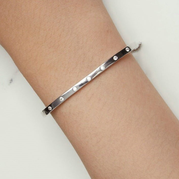 Wee Luxury Silver Bracelets Silver Adjustable Bracelet Pave Setting CZ Bangles