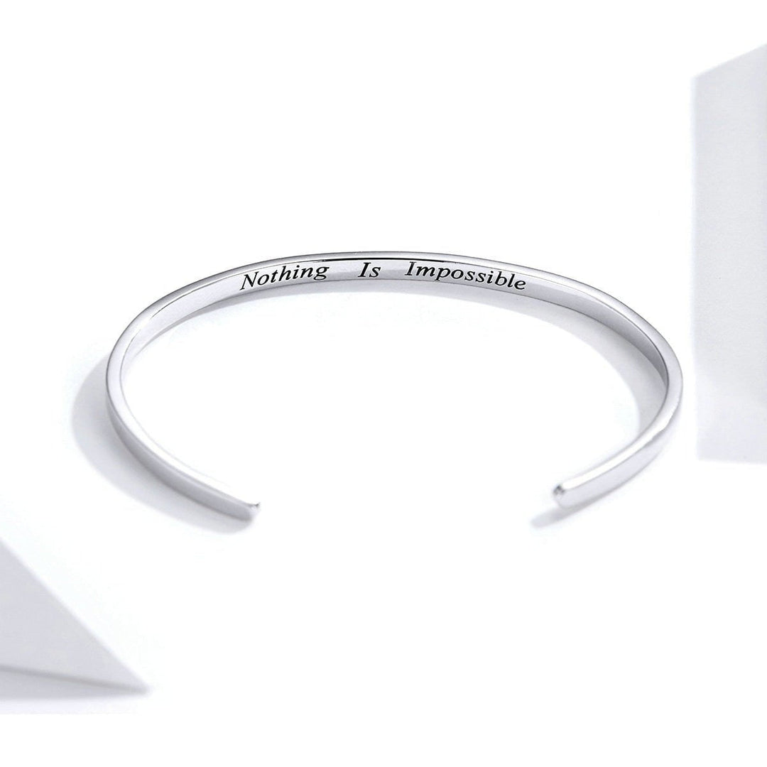 Wee Luxury Silver Bracelets Silver Cuff Engrave Courage Bangle Bracelet