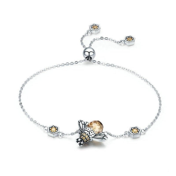 Wee Luxury Silver Bracelets Silver Dancing Honey Bee Chain Link Women Silver Bracelet