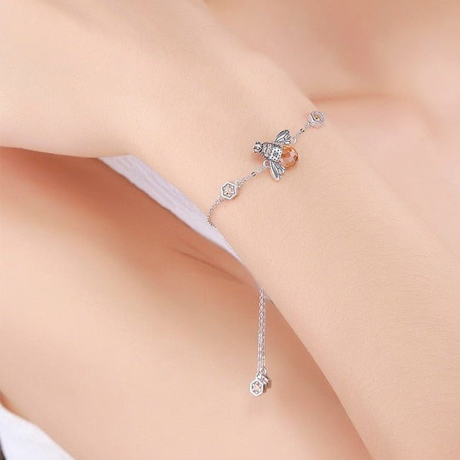 Wee Luxury Silver Bracelets Silver Dancing Honey Bee Chain Link Women Silver Bracelet