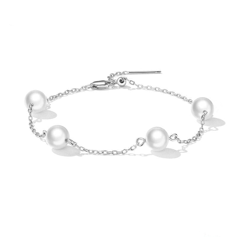 Wee Luxury Silver Bracelets Silver Shell Pearl Bead Silver Bracelet for Women
