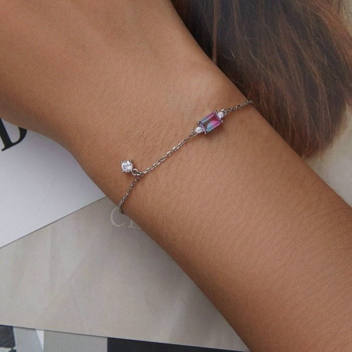 Wee Luxury Silver Bracelets Silver Trendy 925 Sterling Synthetic Tourmaline Bracelet Silver