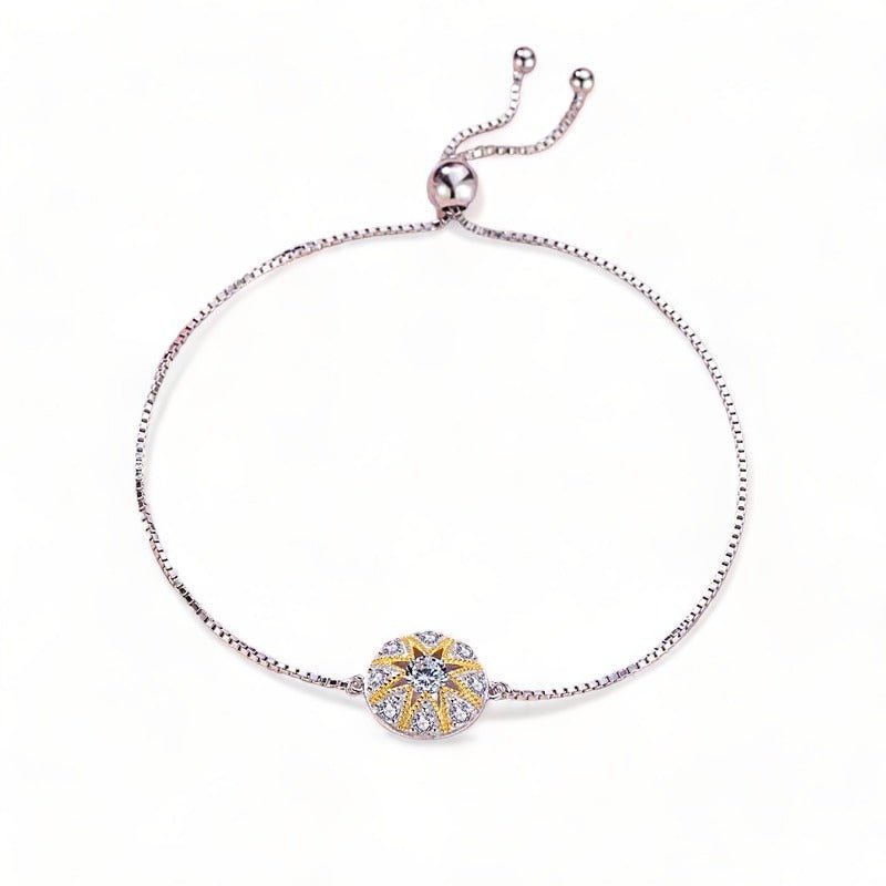 Wee Luxury Silver Bracelets Silver Trendy Crystal Charm Shinning Sun Bracelets