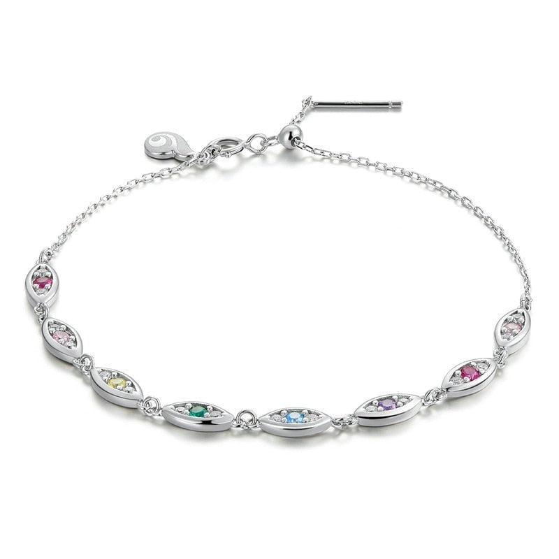 Wee Luxury Silver Bracelets Silver Trendy Crystal Silver Evil Eye Bracelet