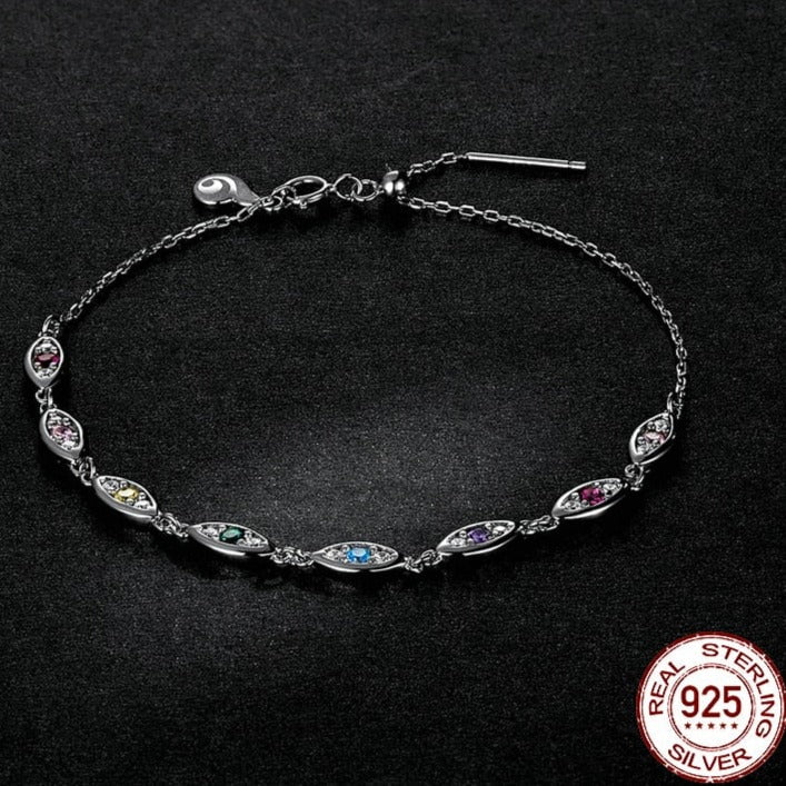 Wee Luxury Silver Bracelets Silver Trendy Crystal Silver Evil Eye Bracelet