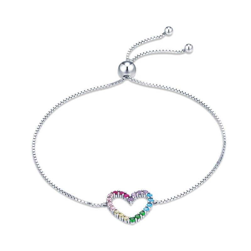 Wee Luxury Silver Bracelets Silver Zircon Chain Silver Heart Bracelet For Women