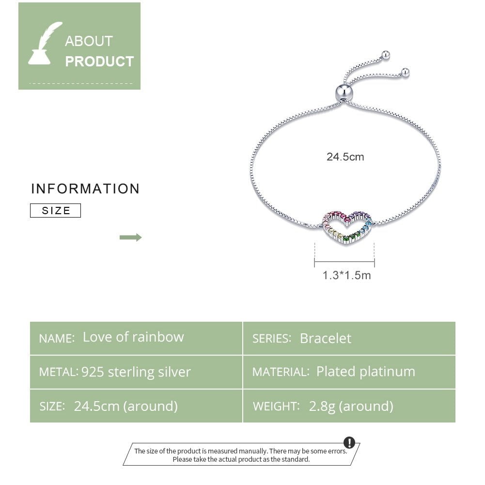 Wee Luxury Silver Bracelets Silver Zircon Chain Silver Heart Bracelet For Women