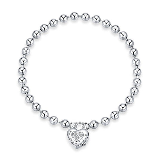 Wee Luxury Silver Bracelets Style 1 / 17cm Trendy Silver Bead Bracelet with Heart Charm