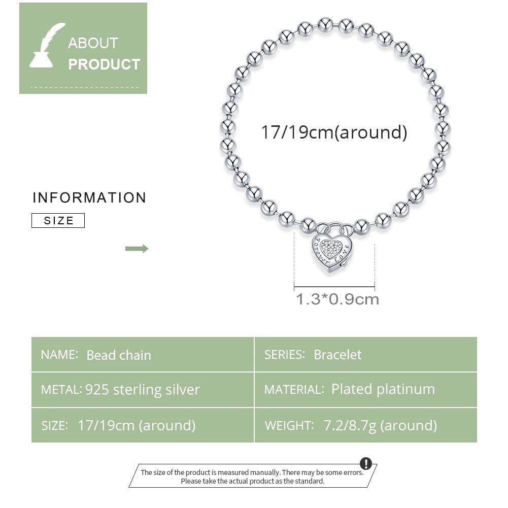 Wee Luxury Silver Bracelets Trendy Silver Bead Bracelet with Heart Charm