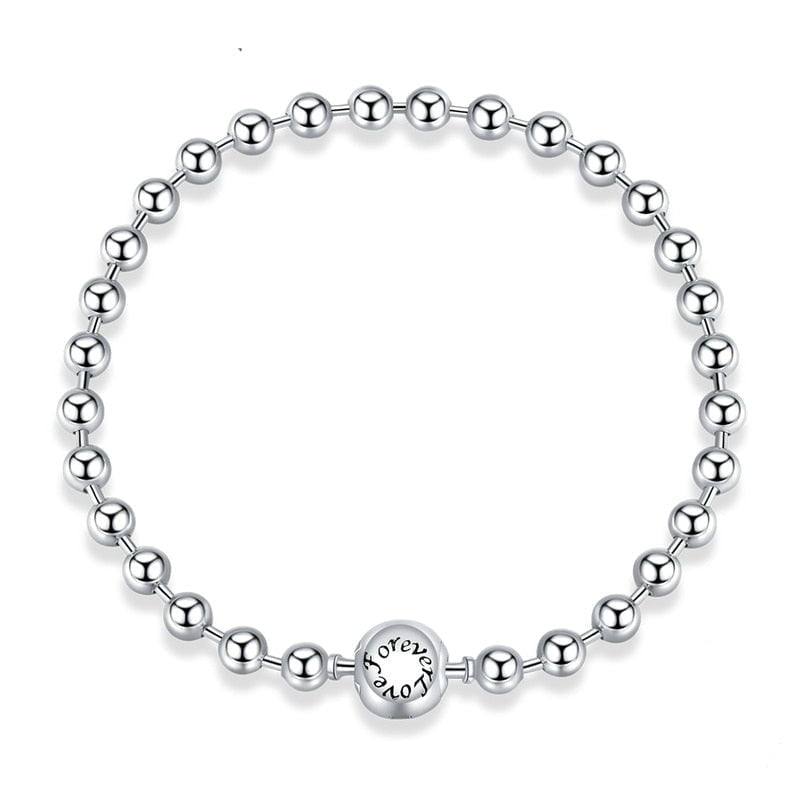 Wee Luxury Silver Bracelets Trendy Silver Bead Bracelet with Heart Charm