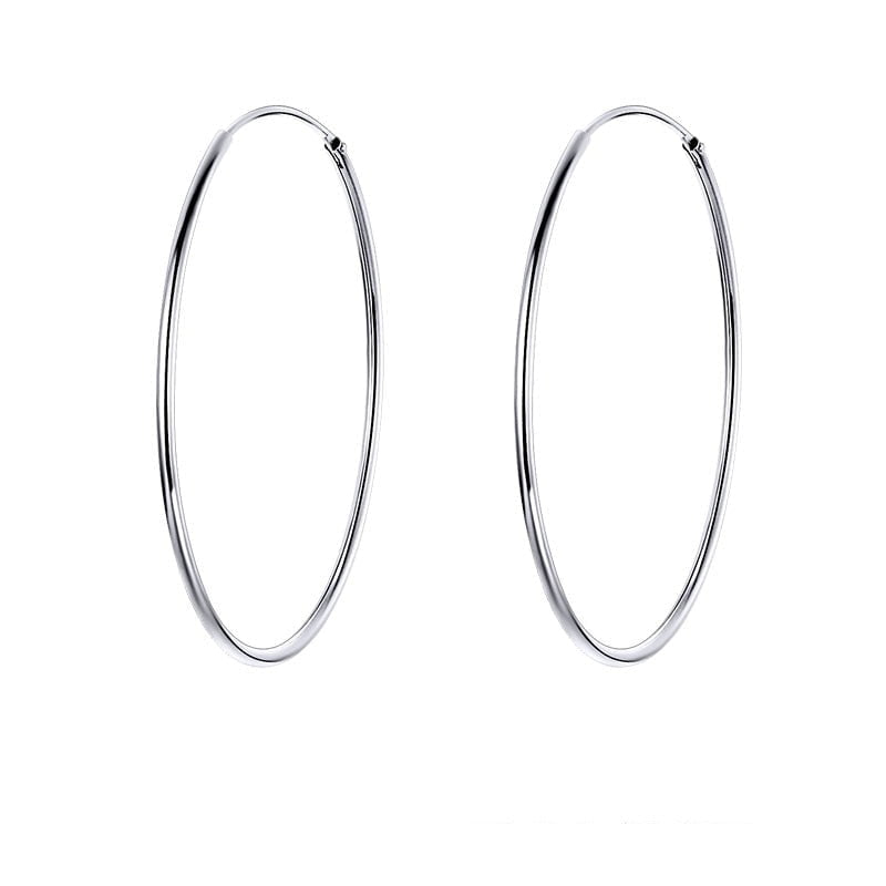 Wee Luxury Silver Earrings 30mm Sterling Silver Circle Endless Huggie Big Hoops Earring