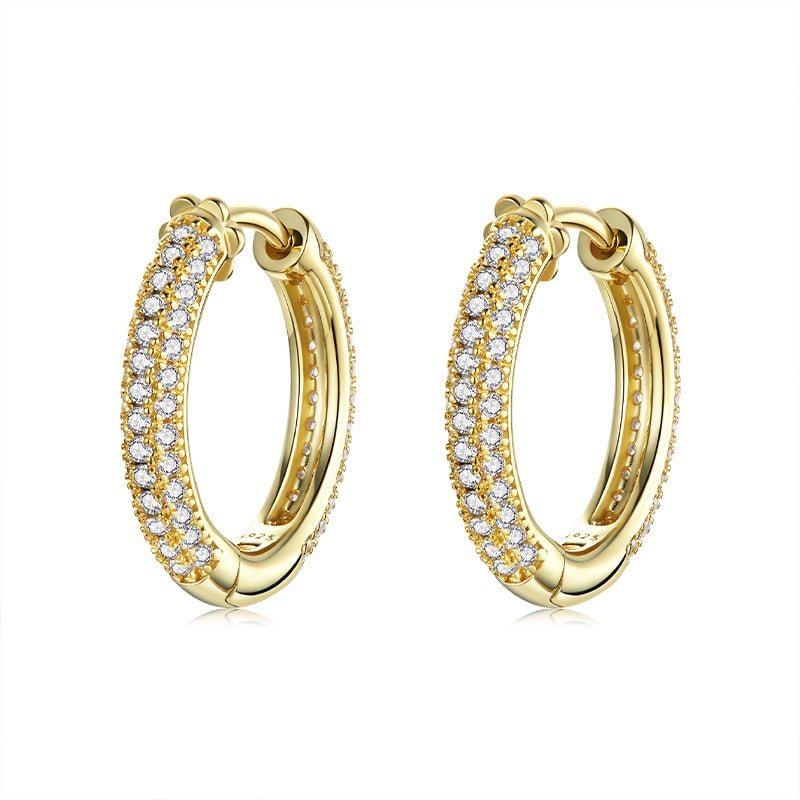 Wee Luxury Silver Earrings Gold Plated Zircon 925 Sterling Silver Ear Buckle Earrings For Women