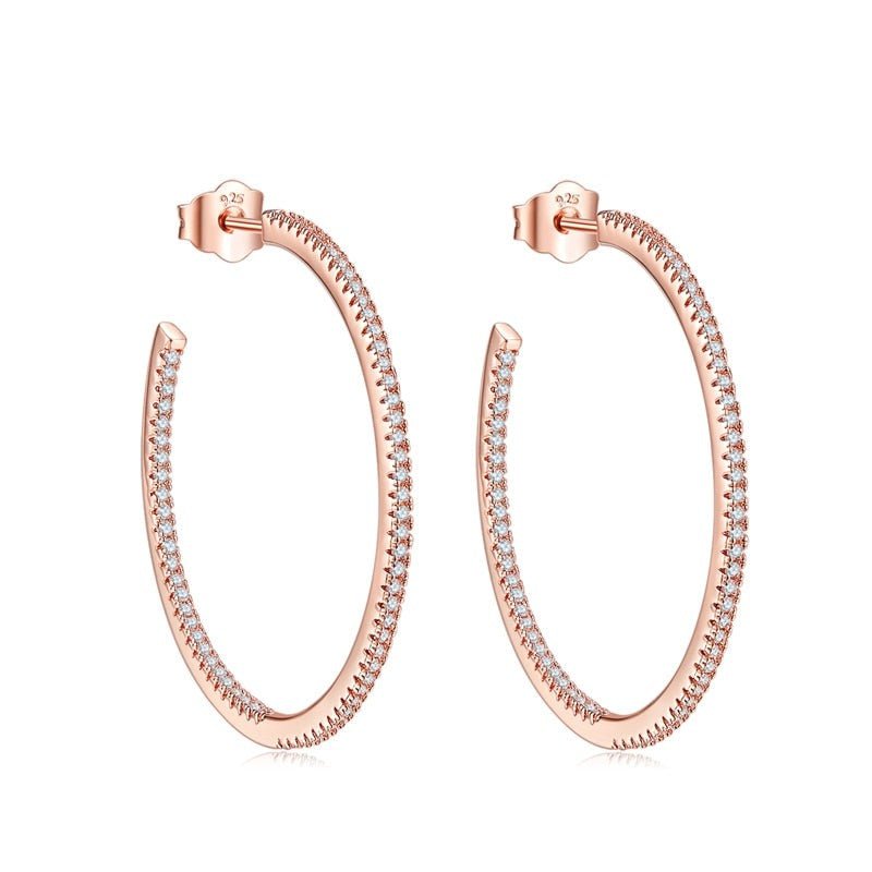 Wee Luxury Silver Earrings Rose Gold High Quality Zircon Retro Round Hoop Corner Earrings For Girls