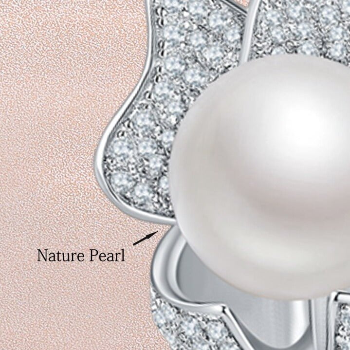 Wee Luxury Silver Earrings Silver Clear Cube Zirconia Natural Pearl Earrings For Women