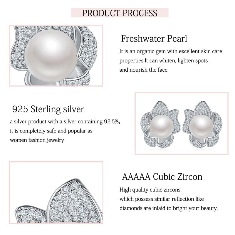 Wee Luxury Silver Earrings Silver Clear Cube Zirconia Natural Pearl Earrings For Women