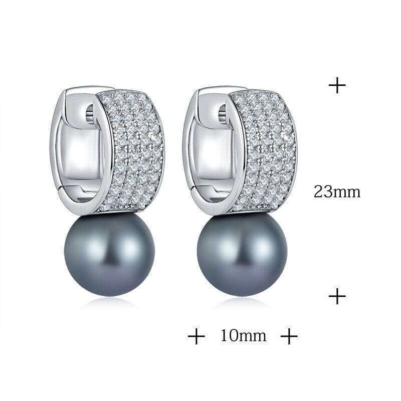 Wee Luxury Silver Earrings Silver Elegant Sweet Pearl Clear Cubic Zircon Earrings For Women