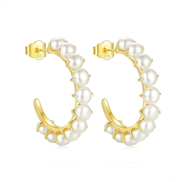 Wee Luxury Silver Earrings Silver Fashion Personality Natural Pearl Party Hoop Earrings For Women