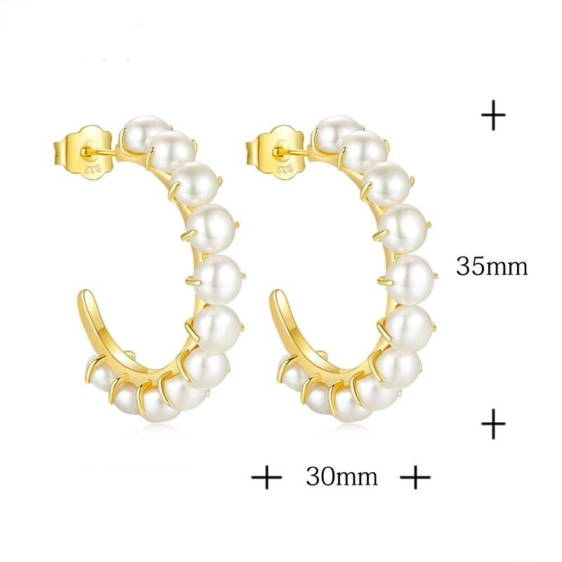 Wee Luxury Silver Earrings Silver Fashion Personality Natural Pearl Party Hoop Earrings For Women