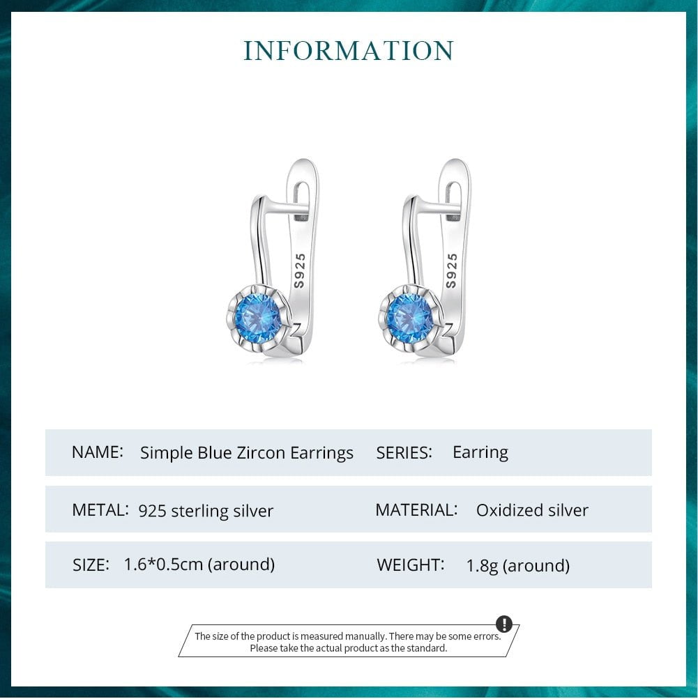 Wee Luxury Silver Earrings Silver Shiny Blue Zircon Ear Buckles For Women Silver Fine Jewelry - Wedding Gifts