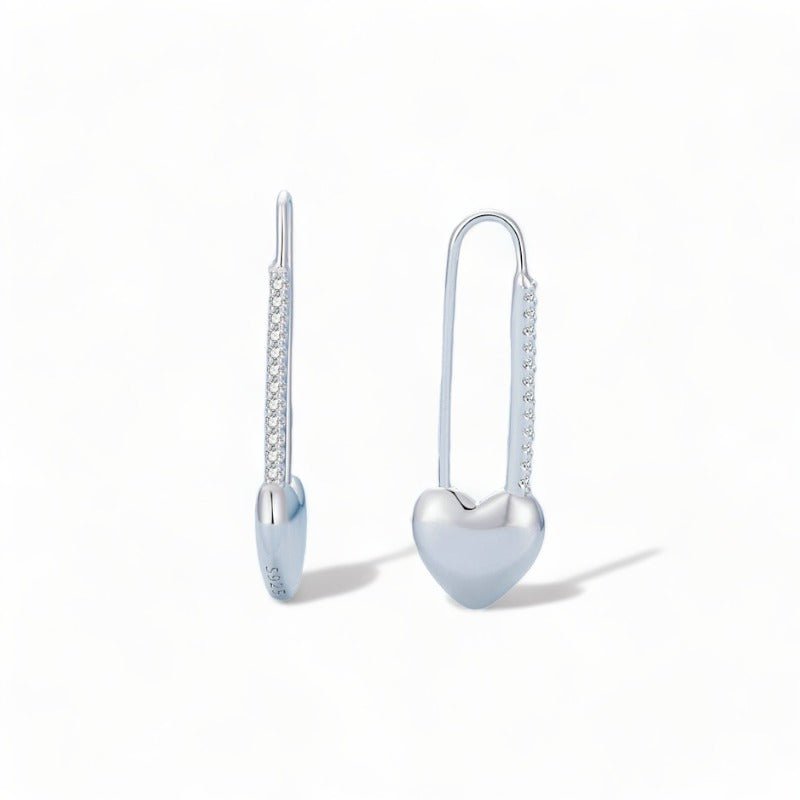 Wee Luxury Silver Earrings Silver Silver Heart-Shaped Button Pin Ear Buckles Platinum Plated Earrings for Women