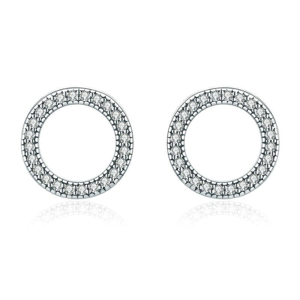 Wee Luxury Silver Earrings Silver Silver Luminous Round Circle Stud Earrings For Women