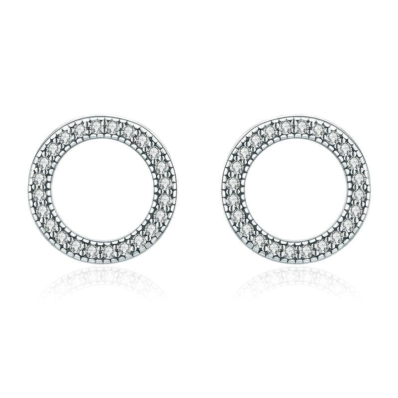 Wee Luxury Silver Earrings Silver Silver Luminous Round Circle Stud Earrings For Women