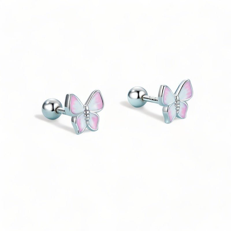 Wee Luxury Silver Earrings Silver Tiny Cute Simple Butterfly Ear Buckles For Ladies