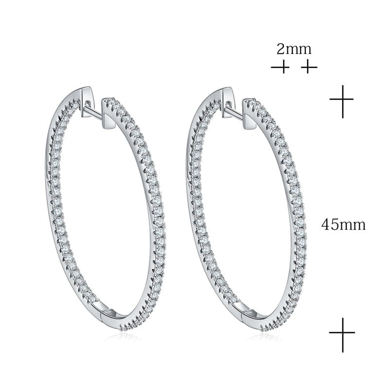 Wee Luxury Silver Earrings Silver Trendy Circle Clear Cubic Zirconia Hoop Earrings For Women