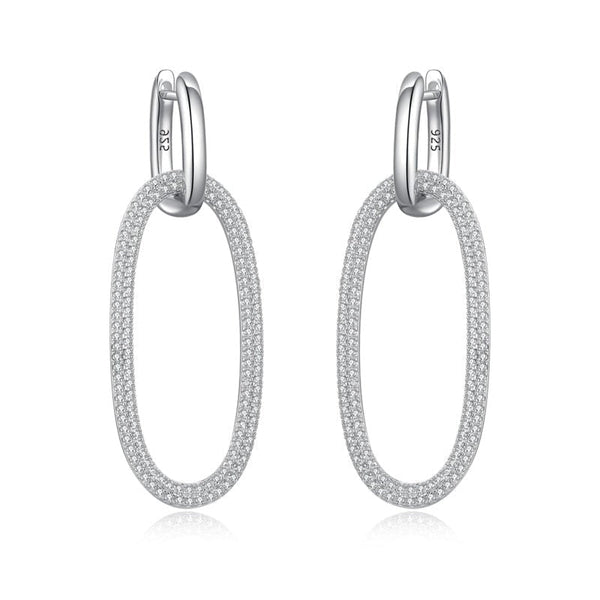 Wee Luxury Silver Earrings Silver Trendy Silver Minimalism Oval Circle Drop Earrings for Women