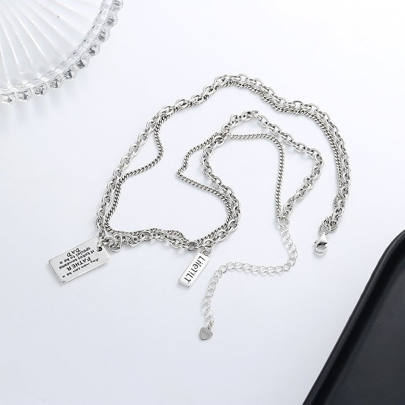 Wee Luxury Silver Necklaces 152l/about 20.2 grams / 925 silver Double-layer English Alphabet Chain Necklace For Women