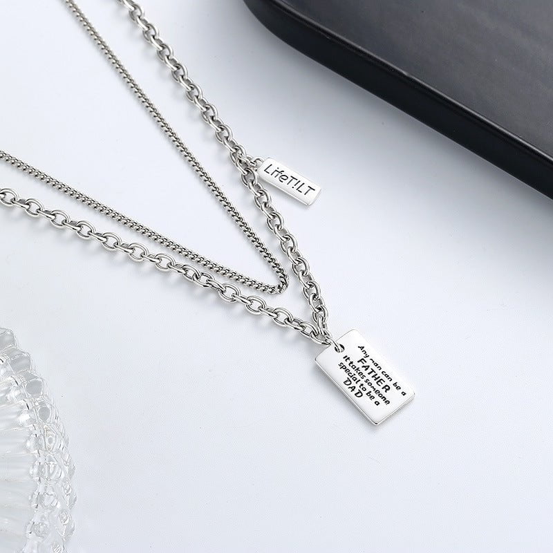 Wee Luxury Silver Necklaces 152l/about 20.2 grams / 925 silver Double-layer English Alphabet Chain Necklace For Women