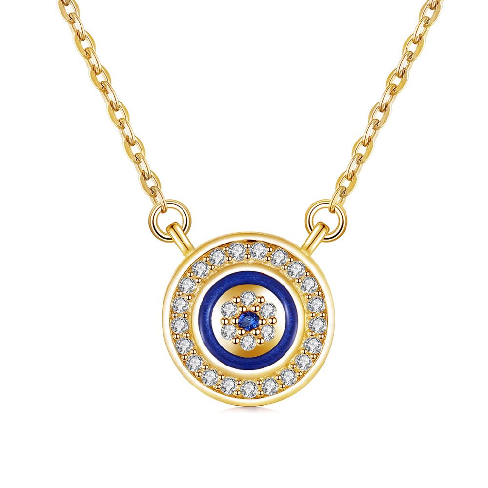 Wee Luxury Silver Necklaces 18K Gold Color / 45cm Charm CZ 925 Sterling Silver Necklace Women Luck Blue Evil Eye