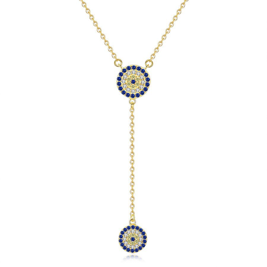 Wee Luxury Silver Necklaces 18K Gold Color Silver Blue Eye Lucky Evil Eye Charm Necklace For Women
