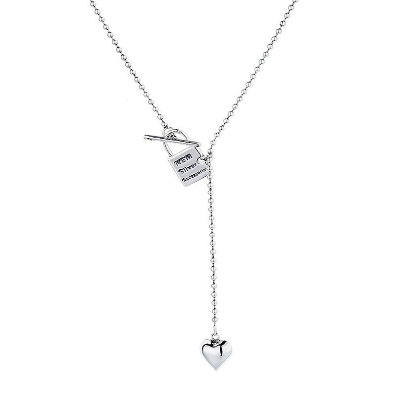 Wee Luxury Silver Necklaces 296l/about 9.5g / 925 silver S925 Sterling Silver Lock Shape Love Necklace