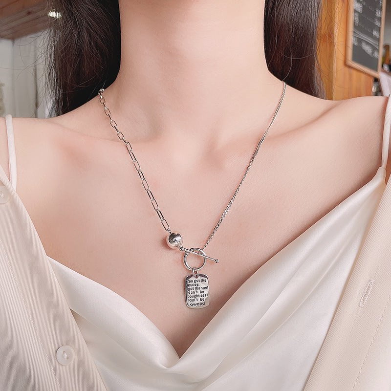 Wee Luxury Silver Necklaces 372fl/about 12g / 925 silver Alphabet Square Luxury Style Clavicle Chain Necklace