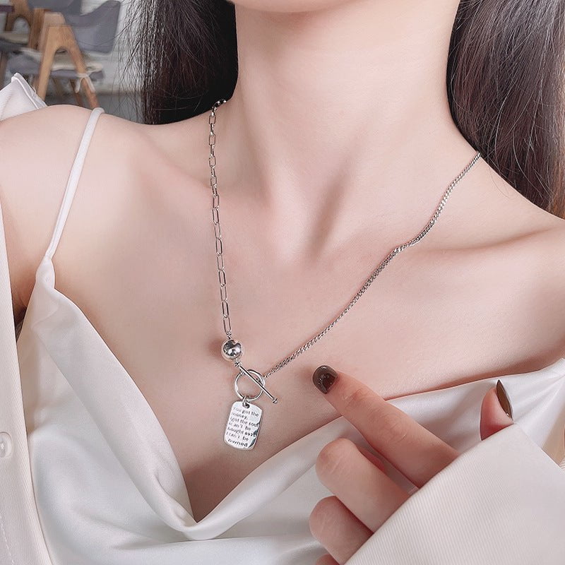 Wee Luxury Silver Necklaces 372fl/about 12g / 925 silver Alphabet Square Luxury Style Clavicle Chain Necklace