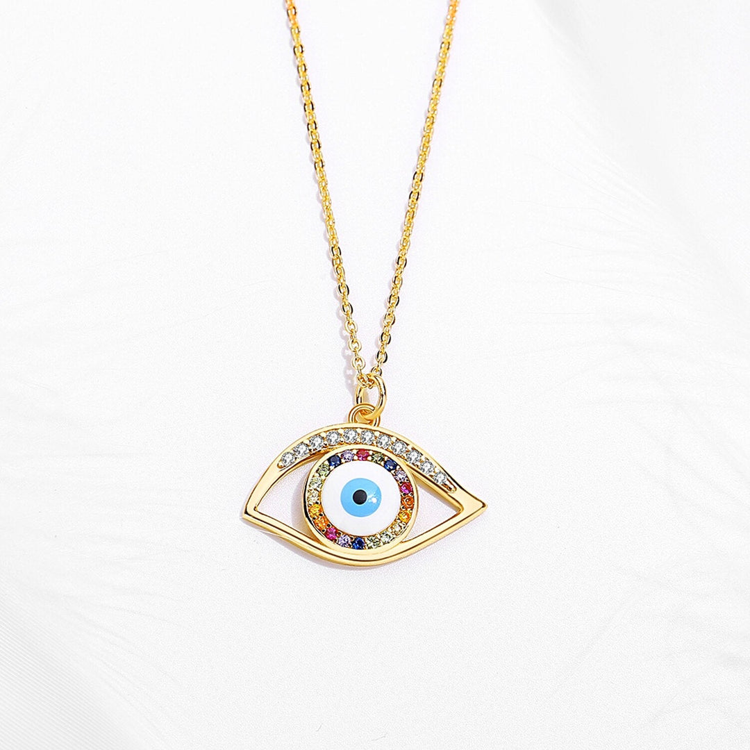Wee Luxury Silver Necklaces Blue Resin Evil Eye Sterling Silver Necklace - Trendy Pendant for Women