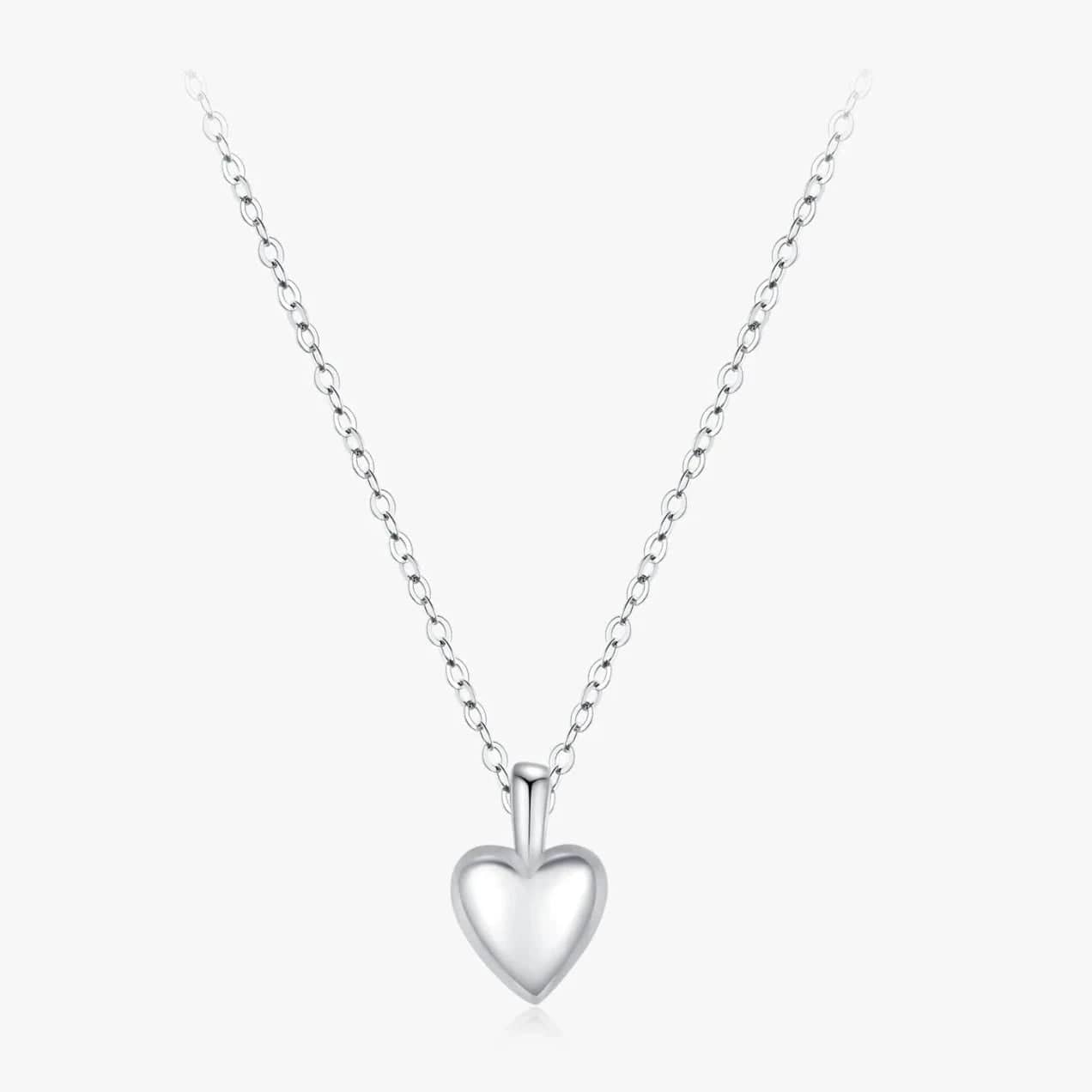 Wee Luxury Silver Necklaces Charming 925 Sterling Silver Heart-Shaped Pendant Necklace for Her