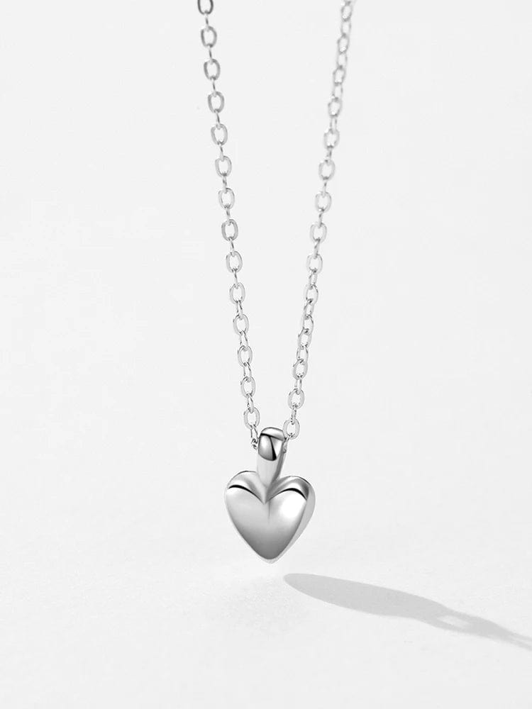 Wee Luxury Silver Necklaces Charming 925 Sterling Silver Heart-Shaped Pendant Necklace for Her