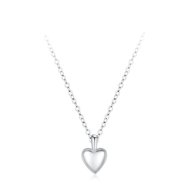 Wee Luxury Silver Necklaces Charming 925 Sterling Silver Heart-Shaped Pendant Necklace for Her