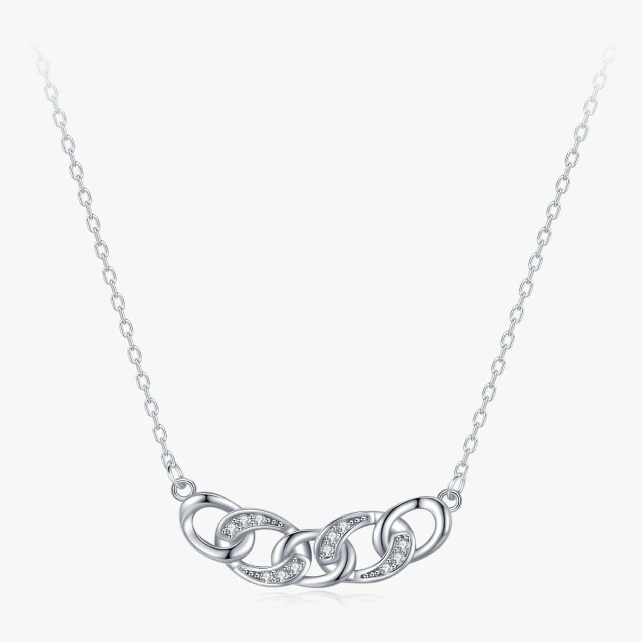 Wee Luxury Silver Necklaces Elegant Circular Clear Zircon Pendant Necklace for Modern Women