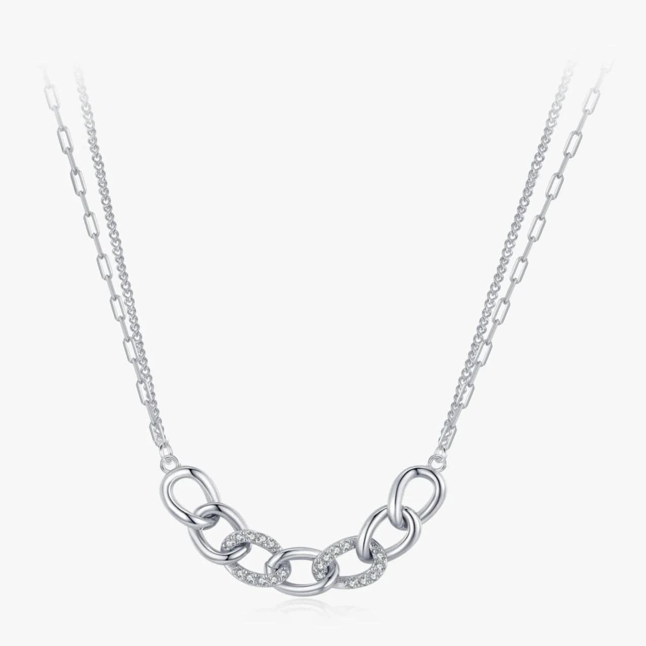 Wee Luxury Silver Necklaces Geometric Circle 925 Sterling Silver Necklace with Clear Zircon