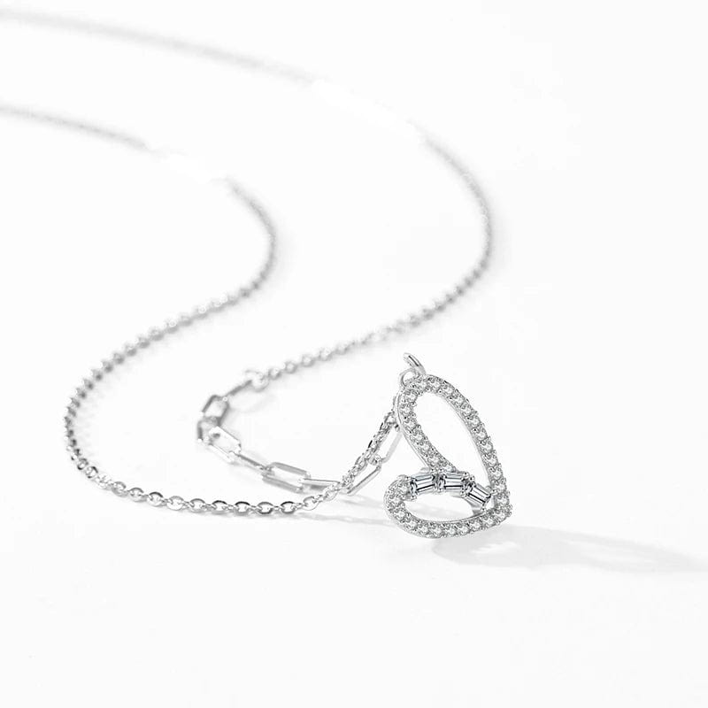 Wee Luxury Silver Necklaces Heart-Shaped 925 Sterling Silver Elegant Zircon Pendant Necklace